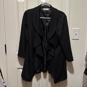 Calvin Klein Black Jacket Size 12 with Ruffle front